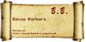 Bacsa Barbara névjegykártya